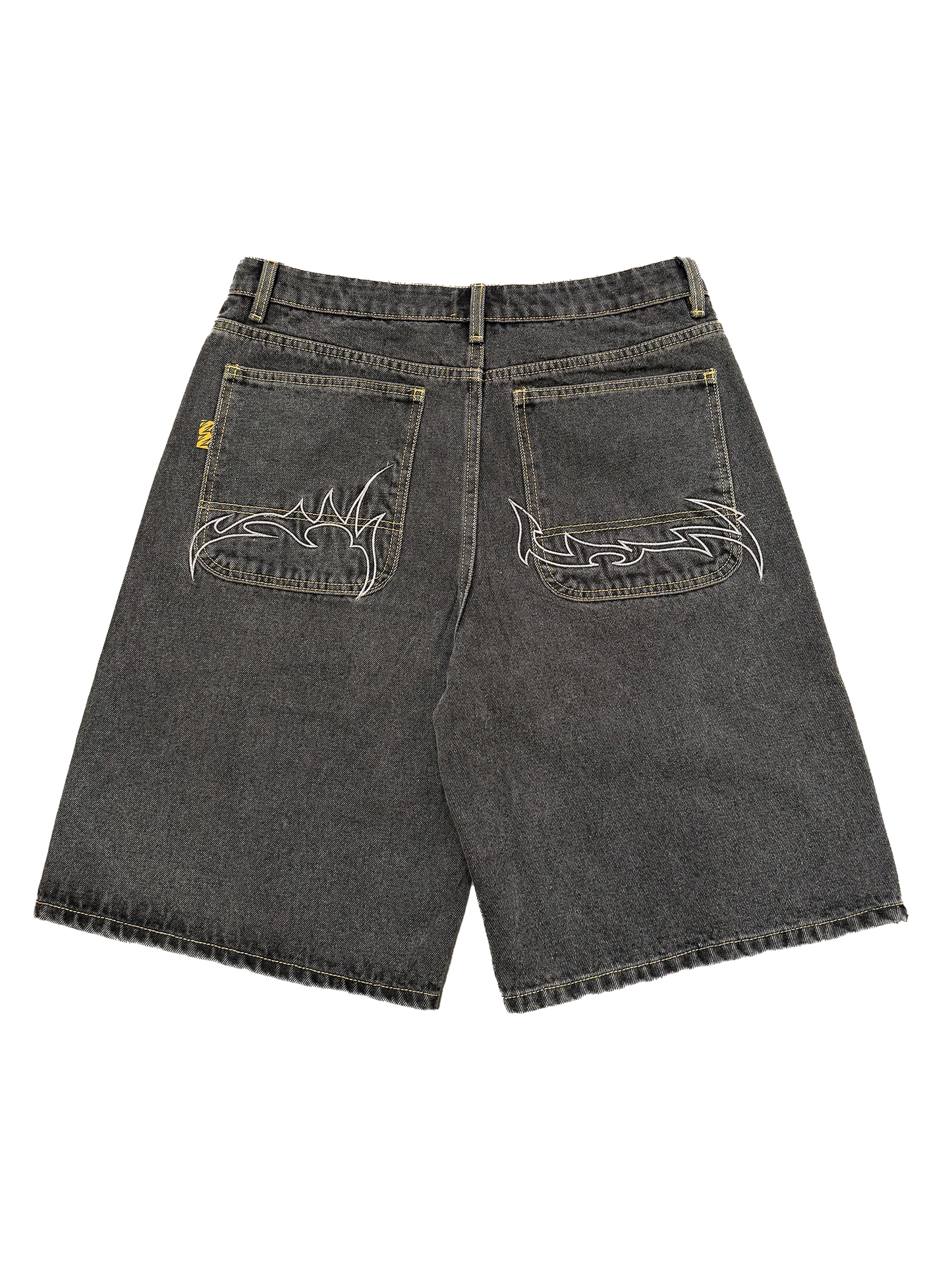 Short en Jean Délavé Noir – Détails Strass